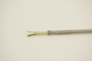 Thermoelectric cable KX (NiCr-NiAl) 2x0.22mm2 in fiberglass insulation with stainless steel braid 