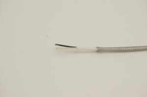 Thermocouple JX (Fe-CuNi) 2x0.22mm2 with fiberglass insulation with stainless steel braid 