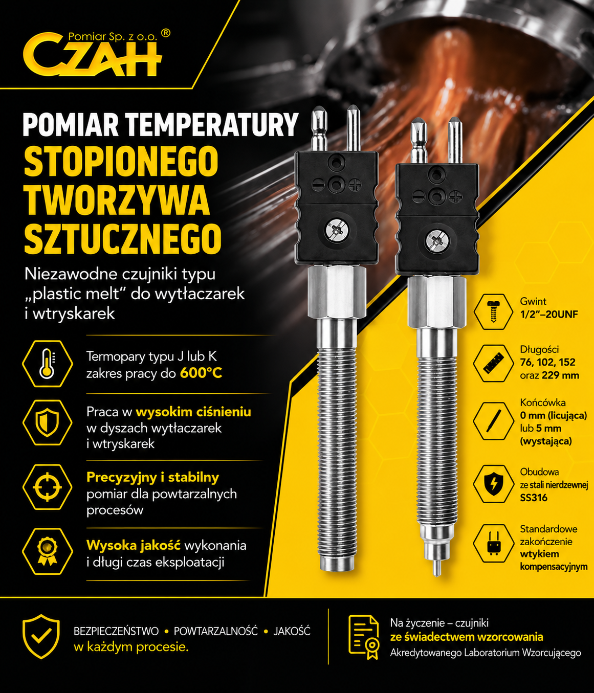 Pomiar temperatury stopionego tworzywa – tam, gdzie zwykły czujnik to za mało.